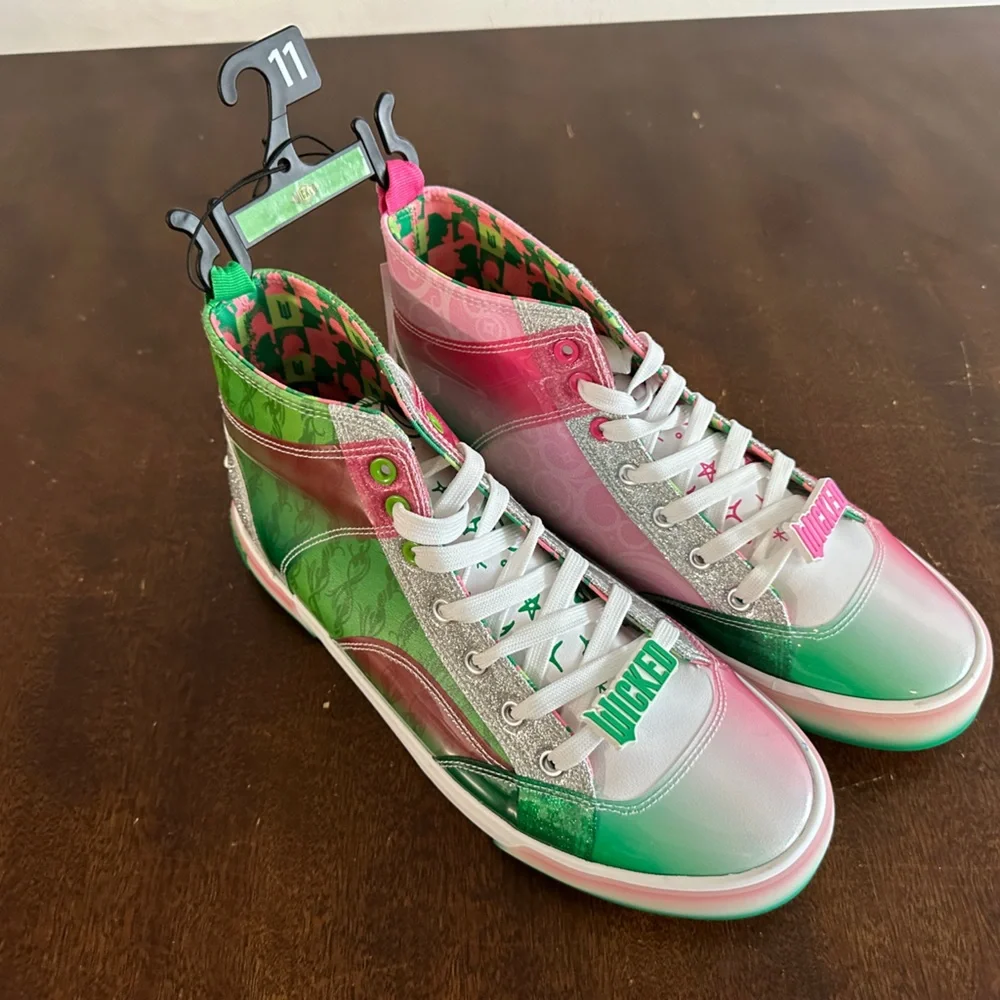 NWT Universal Wicked Pink and Green Sneakers Vibrant High-Top Design Size 11 - Picture 1 of 11